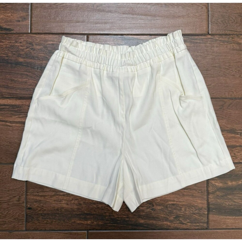 SIMPLY VERA VERA WANG Women's M High-Waisted Ivory Paper Bag Shorts Flowy